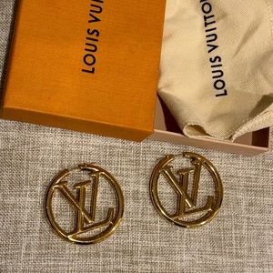 Louis Vuitton Louise LV gold hoop earrings